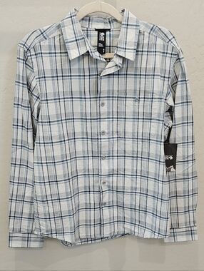 Mountain Hardwear White and Blue Plaid Long-Sleeve Button-Up NWT